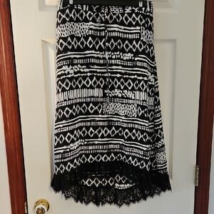 Lapis Black and White High-Low Skirt